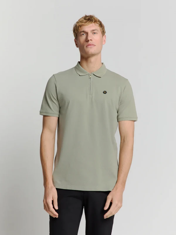 POLO ZIP PIQUE GARMENT DYED