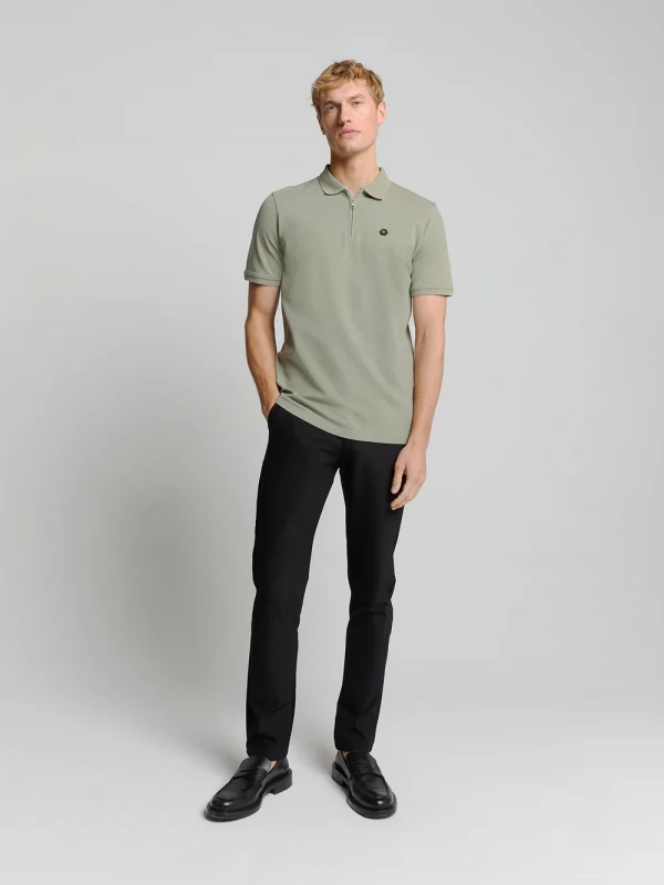POLO ZIP PIQUE GARMENT DYED
