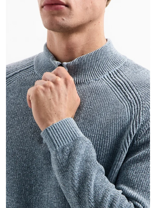 ΠΛΕΚΤΟ HALF-ZIP MELANGE CHENILLE