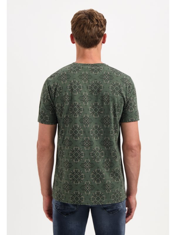 T-SHIRT CREWNECK ALLOVER PRINTED GARMENT DYED SLUB