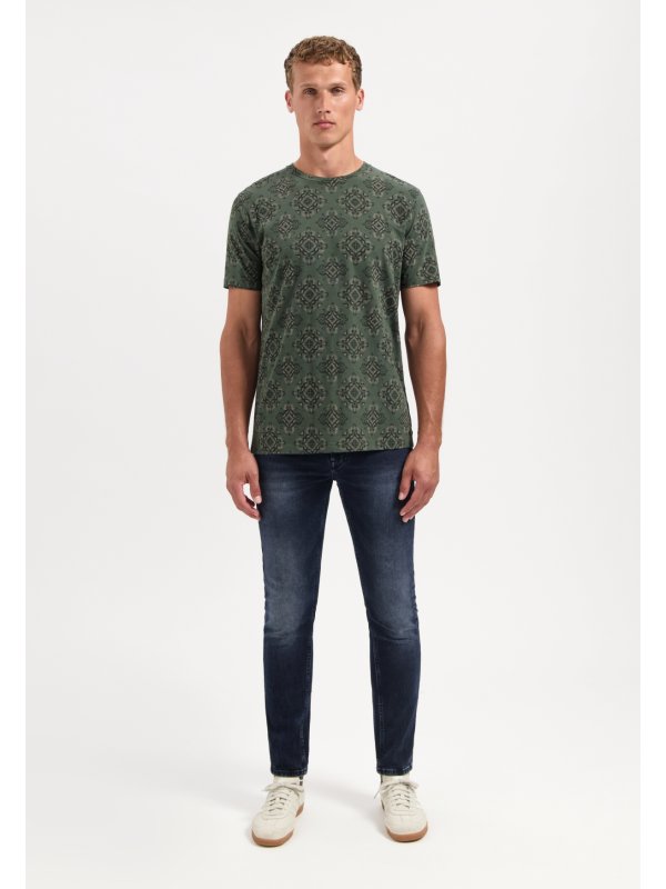 T-SHIRT CREWNECK ALLOVER PRINTED GARMENT DYED SLUB
