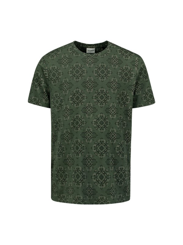 T-SHIRT CREWNECK ALLOVER PRINTED GARMENT DYED SLUB