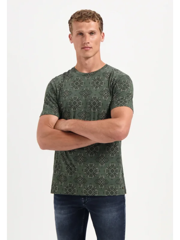 T-SHIRT CREWNECK ALLOVER PRINTED GARMENT DYED SLUB