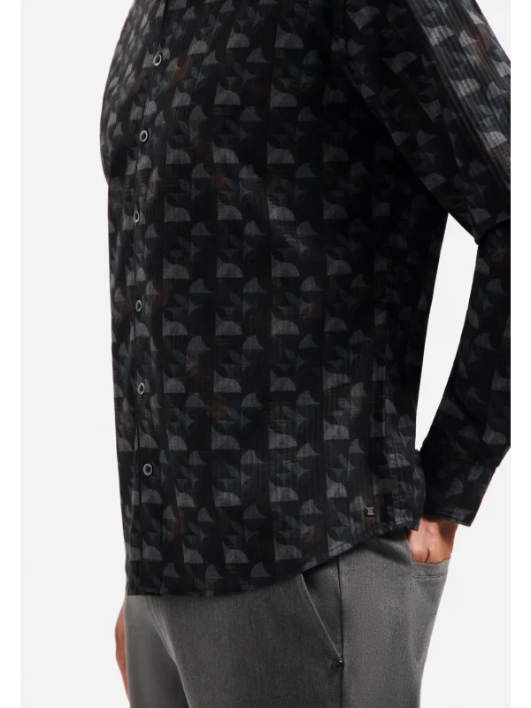 ΜΑΚΡΥΜΑΝΙΚΟ ΠΟΥΚΑΜΙΣΟ ALL OVER PRINTED STRUXTURE STRIPE