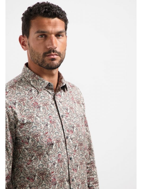ΜΑΚΡΥΜΑΝΙΚΟ ΠΟΥΚΑΜΙΣΟ STRETCH ALL OVER PRINTED