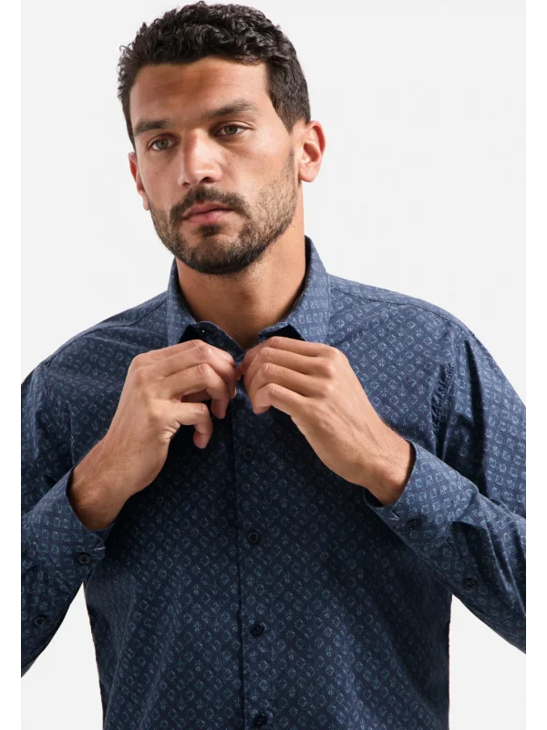 ΜΑΚΡΥΜΑΝΙΚΟ ΠΟΥΚΑΜΙΣΟ STRETCH ALL OVER PRINTED