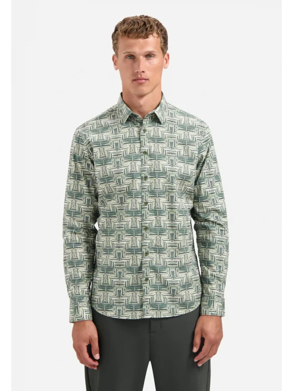 ΜΑΚΡΥΜΑΝΙΚΟ ΠΟΥΚΑΜΙΣΟ STRETCH ALL OVER PRINTED