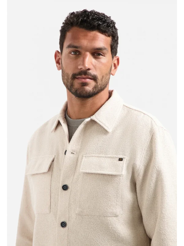 BOUCLE OVERSHIRT FULL BUTTON STRETCH