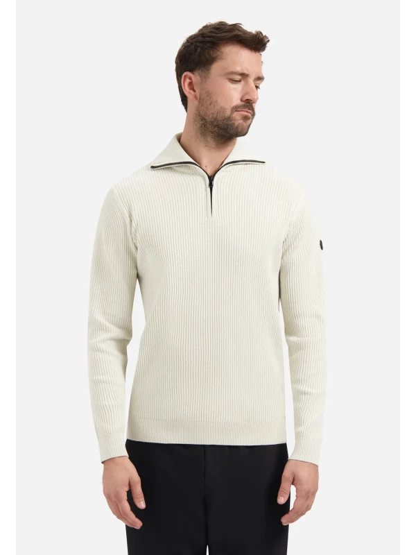 ΠΛΕΚΤO HALF ZIP WING COLLAR TUCK STITCH