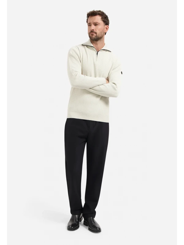 ΠΛΕΚΤO HALF ZIP WING COLLAR TUCK STITCH