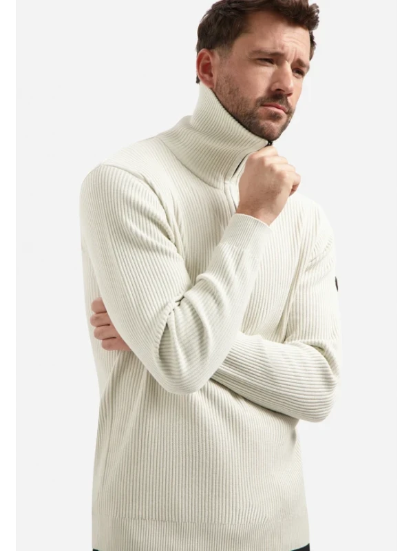 ΠΛΕΚΤO HALF ZIP WING COLLAR TUCK STITCH