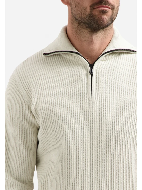 ΠΛΕΚΤO HALF ZIP WING COLLAR TUCK STITCH