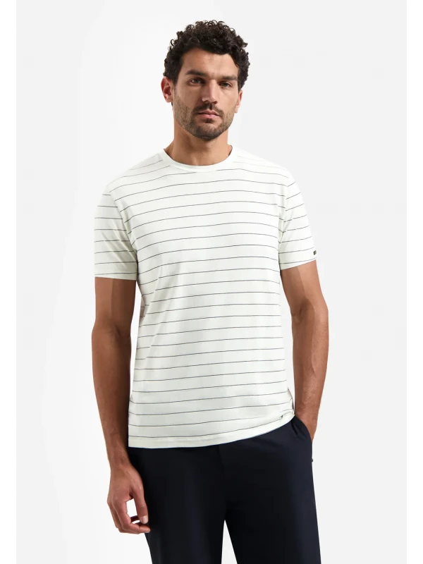 T-SHIRT CREWNECK PIN STRIPE GARMENT DYED