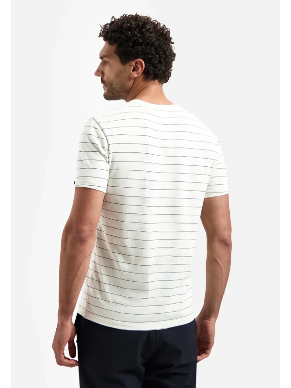 T-SHIRT CREWNECK PIN STRIPE GARMENT DYED