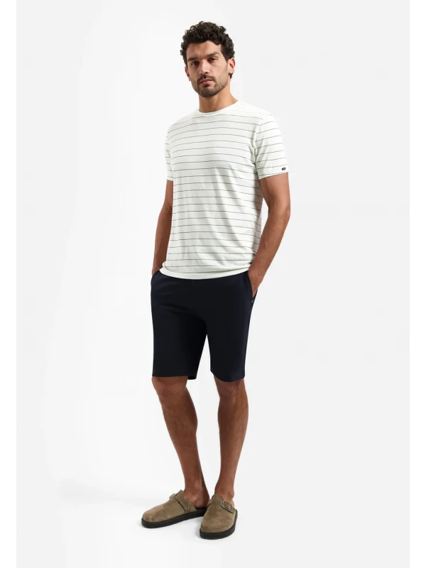 T-SHIRT CREWNECK PIN STRIPE GARMENT DYED