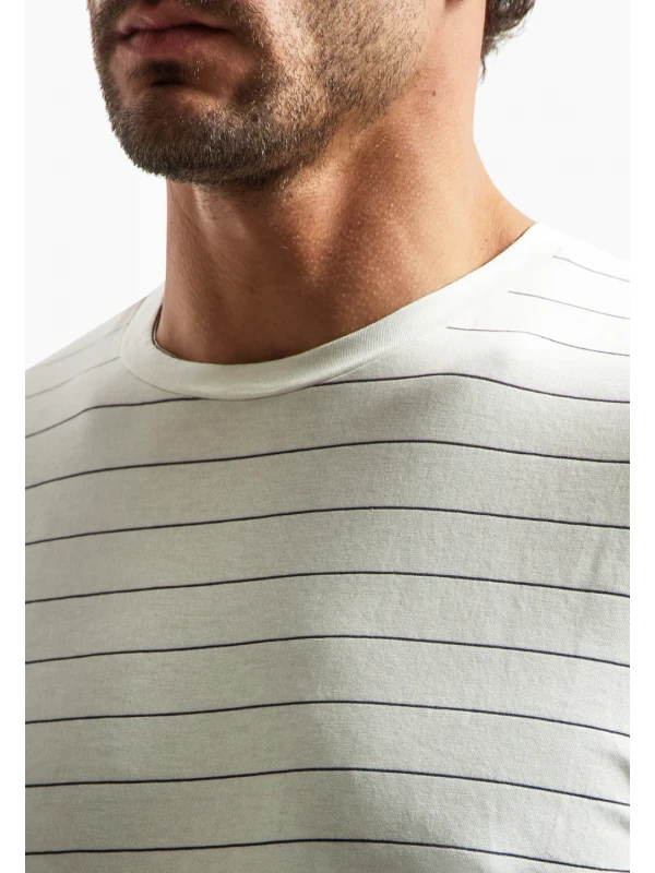 T-SHIRT CREWNECK PIN STRIPE GARMENT DYED