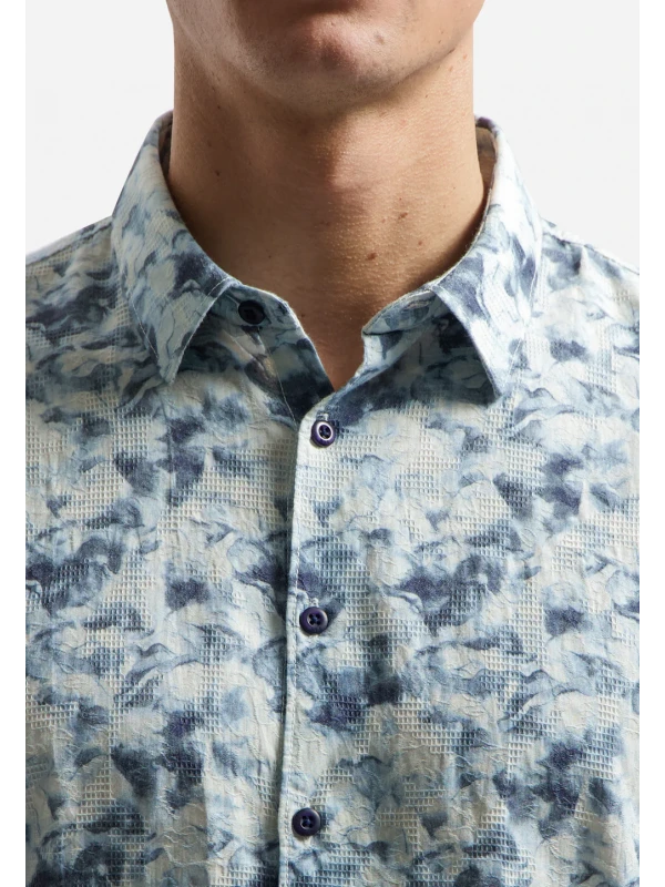 ΜΑΚΡΥΜΑΝΙΚΟ ΠΟΥΚΑΜΙΣΟ ALL OVER PRINTED YARN DYED DOBBY