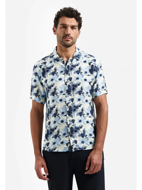 KONTOMANIKO ΠΟΥΚΑΜΙΣΟ ALL OVER PRINTED VISCOSE TWILL