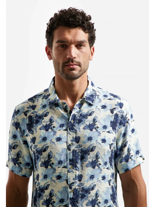 KONTOMANIKO ΠΟΥΚΑΜΙΣΟ ALL OVER PRINTED VISCOSE TWILL
