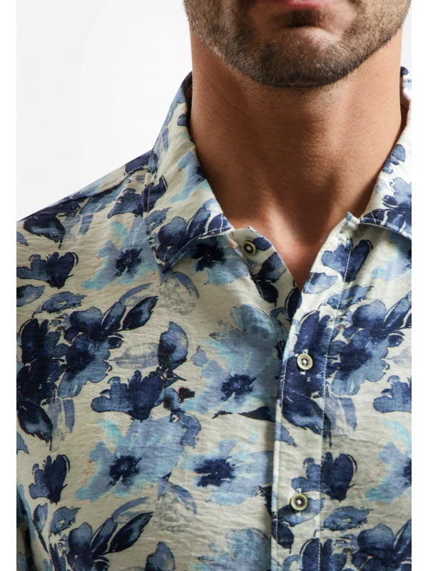 KONTOMANIKO ΠΟΥΚΑΜΙΣΟ ALL OVER PRINTED VISCOSE TWILL