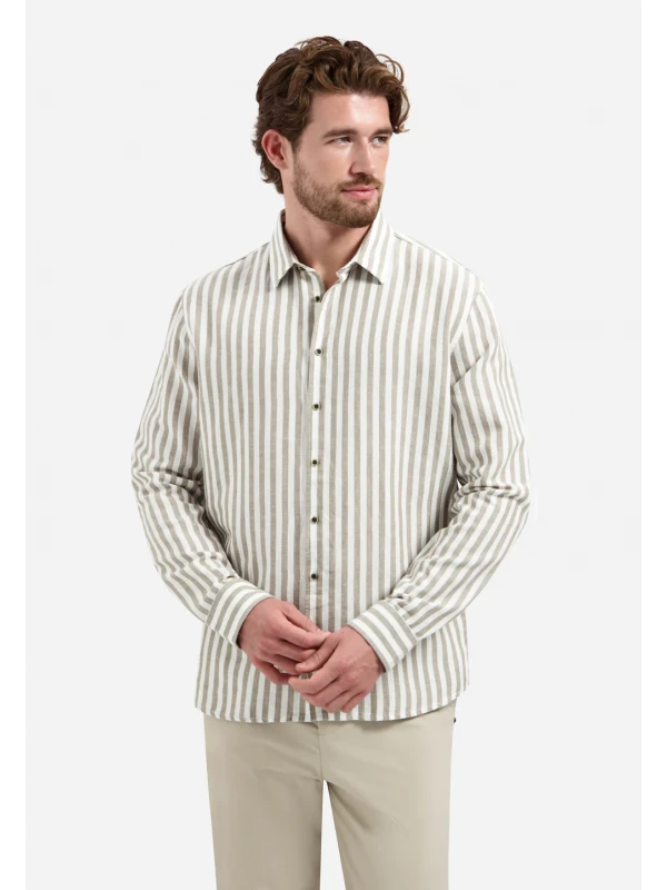 ΜΑΚΡΥΜΑΝΙΚΟ ΠΟΥΚΑΜΙΣΟ VERTICAL BIG STRIPES LINEN BLEND