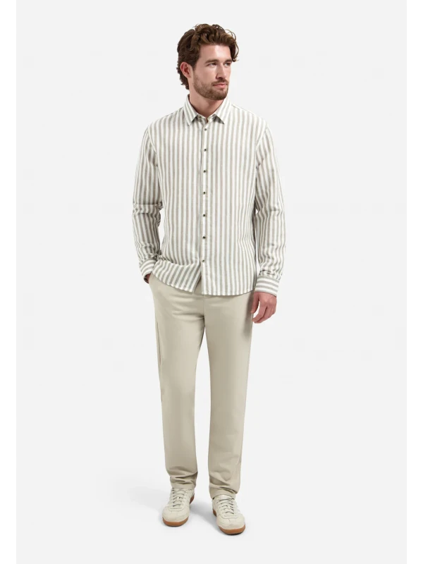ΜΑΚΡΥΜΑΝΙΚΟ ΠΟΥΚΑΜΙΣΟ VERTICAL BIG STRIPES LINEN BLEND