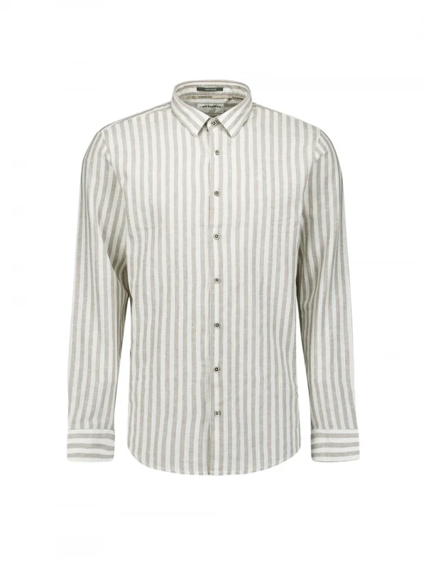 ΜΑΚΡΥΜΑΝΙΚΟ ΠΟΥΚΑΜΙΣΟ VERTICAL BIG STRIPES LINEN BLEND