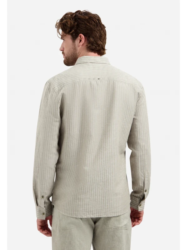 ΜΑΚΡΥΜΑΝΙΚΟ ΠΟΥΚΑΜΙΣΟ FINE STRIPES LINEN BLEND
