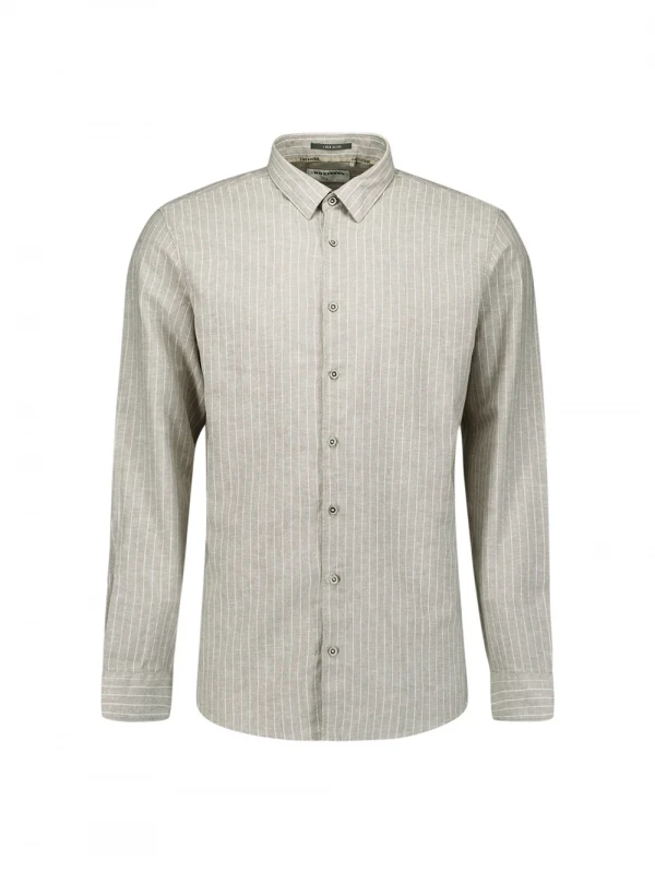 ΜΑΚΡΥΜΑΝΙΚΟ ΠΟΥΚΑΜΙΣΟ FINE STRIPES LINEN BLEND