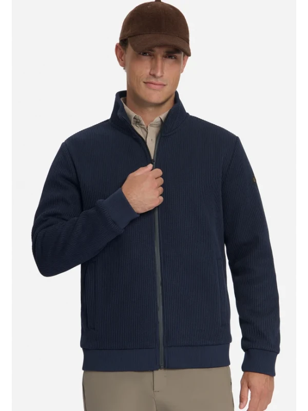 ZAKETA FULL ZIP STAND UP COLLAR BONDED KNIT