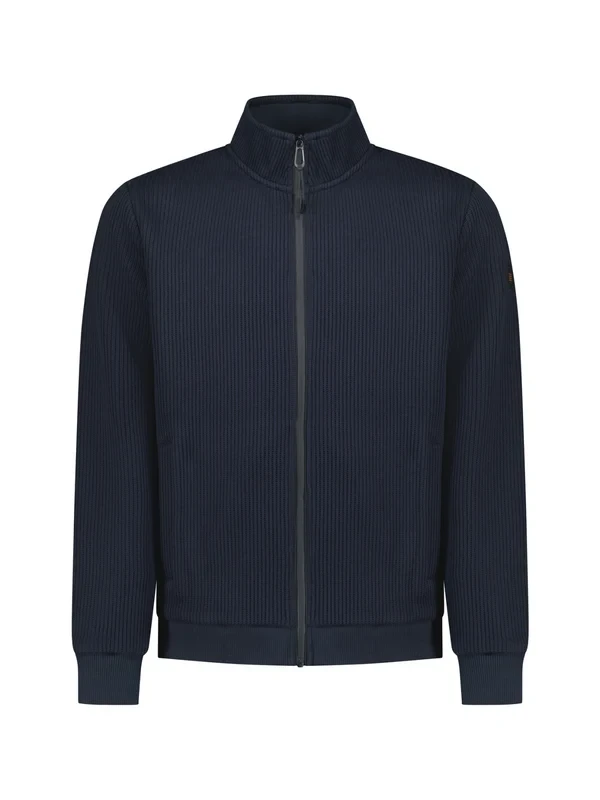 ZAKETA FULL ZIP STAND UP COLLAR BONDED KNIT