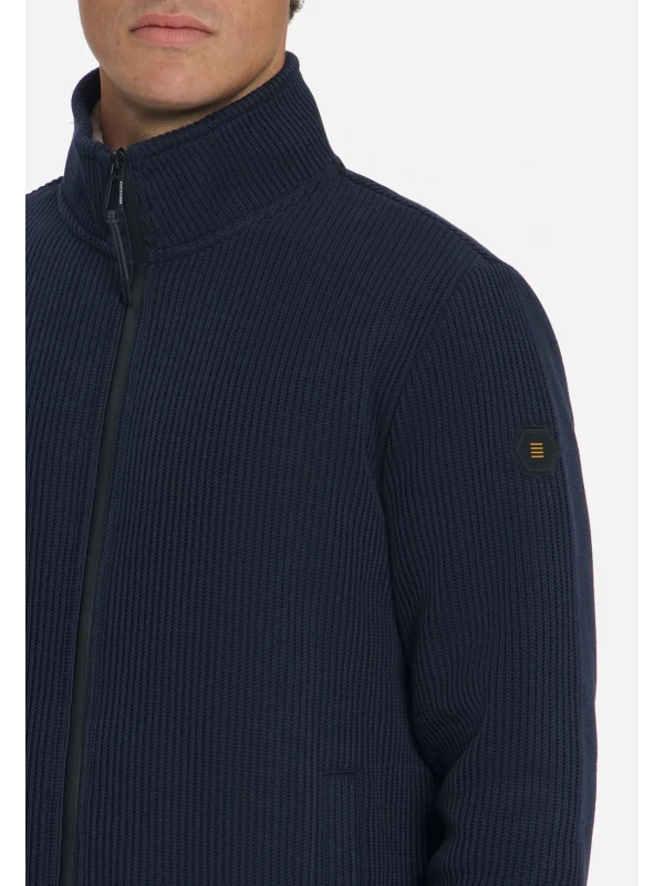 ZAKETA FULL ZIP STAND UP COLLAR BONDED KNIT