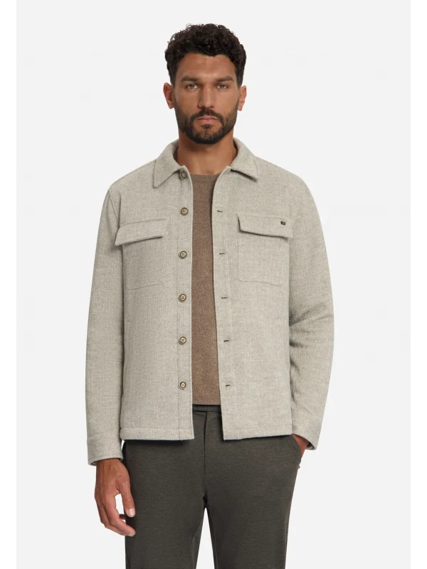 OVERSHIRT FULL BUTTON WOOL LOOK JACQUARD STRIPE