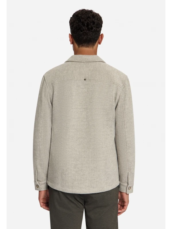 OVERSHIRT FULL BUTTON WOOL LOOK JACQUARD STRIPE