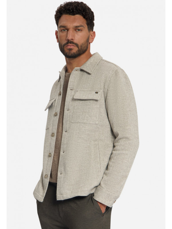 OVERSHIRT FULL BUTTON WOOL LOOK JACQUARD STRIPE