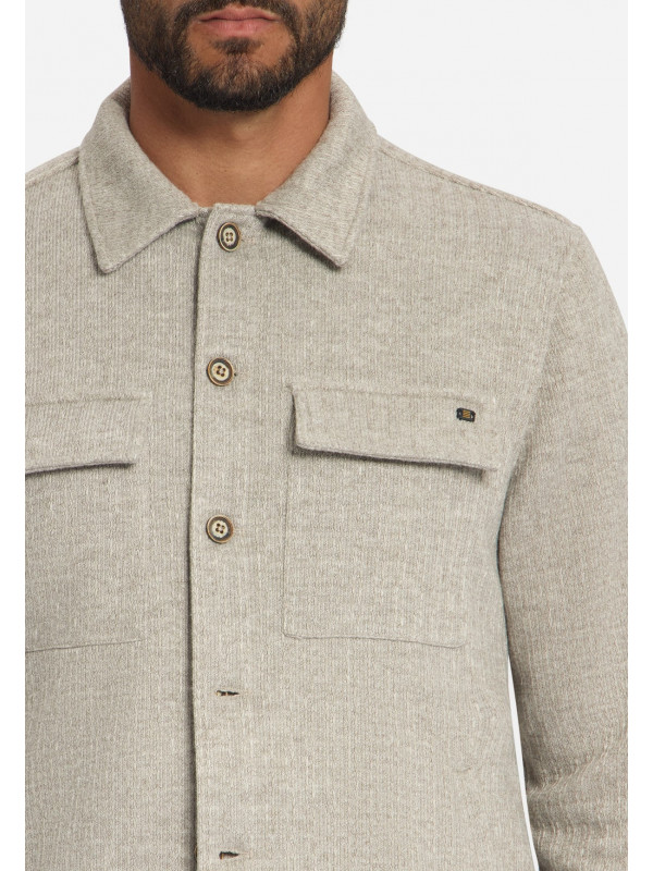 OVERSHIRT FULL BUTTON WOOL LOOK JACQUARD STRIPE