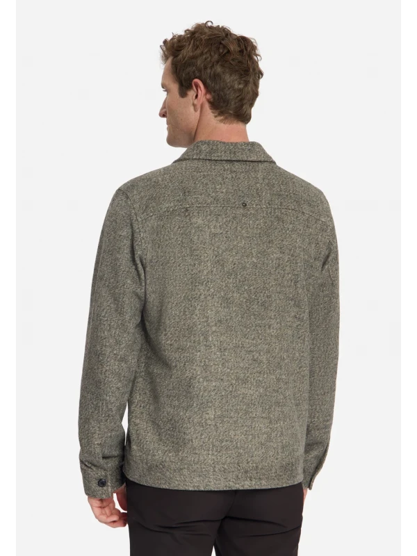 OVERSHIRT FULL ZIP MELANGE TWILL EFFECT WOOLBLEND