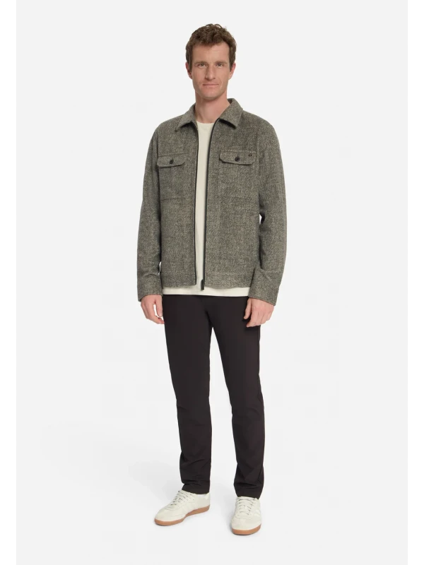 OVERSHIRT FULL ZIP MELANGE TWILL EFFECT WOOLBLEND