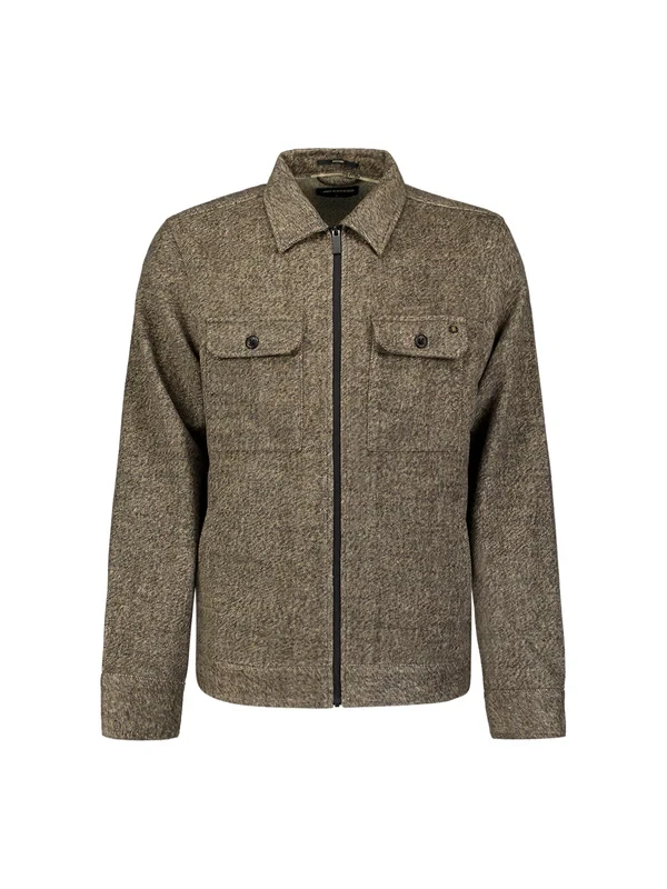 OVERSHIRT FULL ZIP MELANGE TWILL EFFECT WOOLBLEND