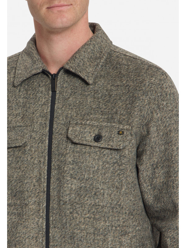 OVERSHIRT FULL ZIP MELANGE TWILL EFFECT WOOLBLEND