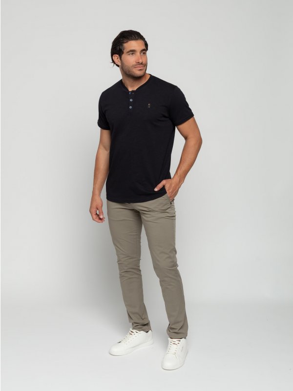 COTTON SLUB YARN GARMENT DYED T-SHIRT GRANDDAD