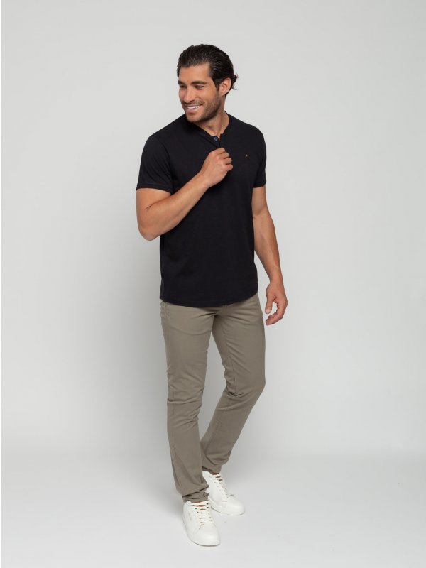 COTTON SLUB YARN GARMENT DYED T-SHIRT GRANDDAD