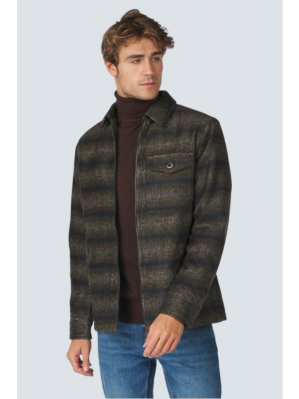 OVERSHIRT ZIPPER CLOSURE STRIPE JACQUARD