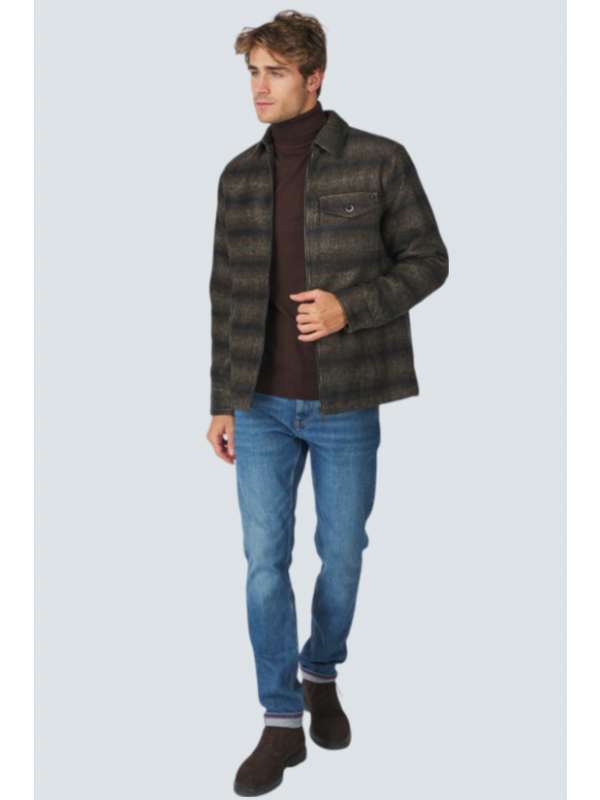OVERSHIRT ZIPPER CLOSURE STRIPE JACQUARD