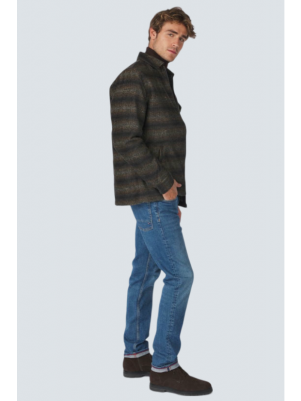 OVERSHIRT ZIPPER CLOSURE STRIPE JACQUARD