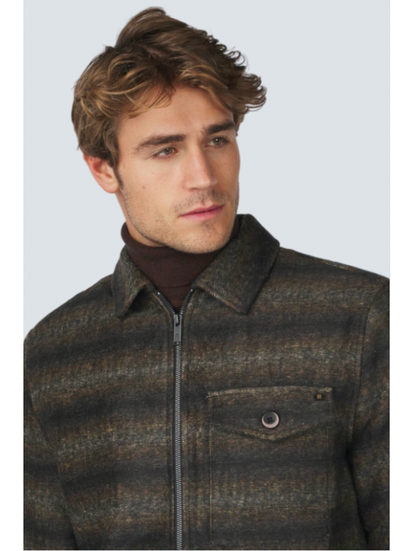 OVERSHIRT ZIPPER CLOSURE STRIPE JACQUARD