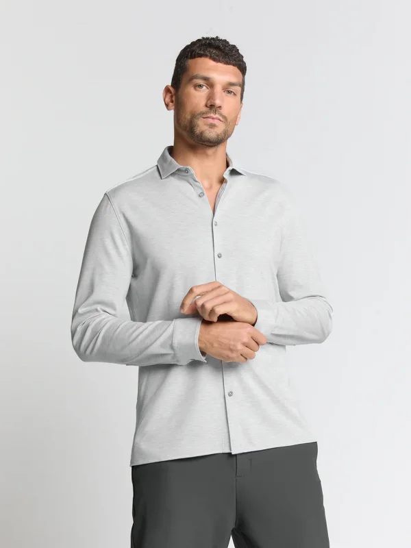 ΜΑΚΡΥΜΑΝΙΚΟ JERSEY MELANGE STRETCH ΠΟΥΚΑΜΙΣΟ