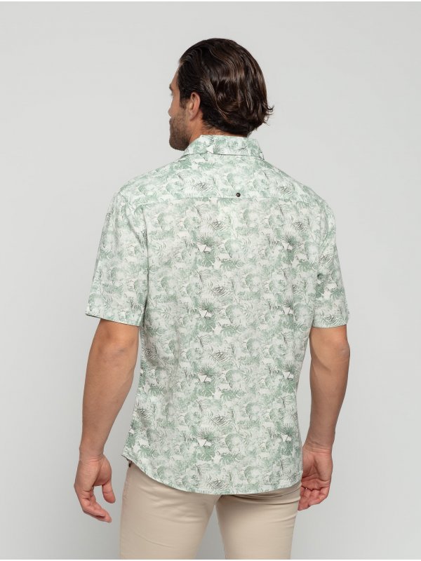 ΚΟΝΤΟΜΑΝΙΚΟ ΠΟΥΚΑΜΙΣΟ ALLOVER PRINTED FLORAL LINEN BLEND