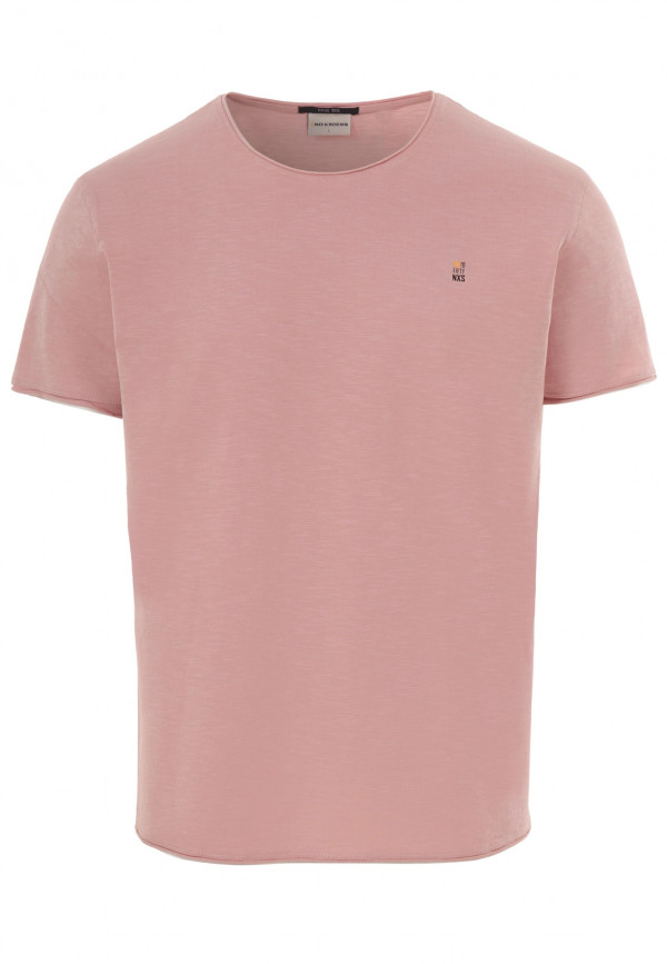 COTTON SLUB YARN T-SHIRT ME ΓΥΡΙΣΜΑ ΣΕ ΜΑΝΙΚΙΑ ΚΑΙ ΛΑΙΜΟΚΟΨΗ
