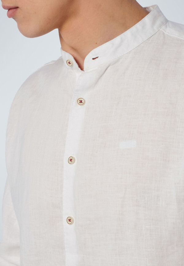ΛΙΝΟ ΜΟΝΟΧΡΩΜΟ ΠΟΥΚΑΜΙΣΟ GRANDDAD COLLAR